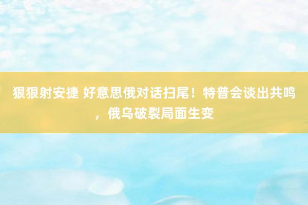 狠狠射安捷 好意思俄对话扫尾！特普会谈出共鸣，俄乌破裂局面生变