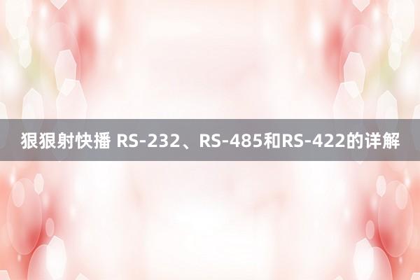 狠狠射快播 RS-232、RS-485和RS-422的详解