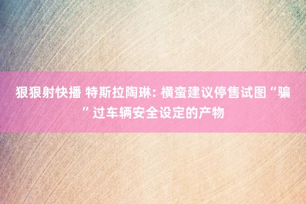 狠狠射快播 特斯拉陶琳: 横蛮建议停售试图“骗”过车辆安全设定的产物